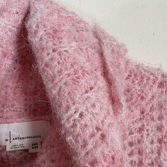 Anthropologie Funnel Turtleneck Neck Poncho One Size Knit Soft Pink Oversized - Picture 6 of 10